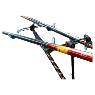 双杆后挂支架头双头折叠羊角头钓鱼台钓杆架杆配件双炮台鱼竿支架