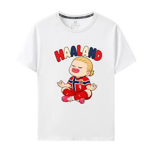 2026年款短袖T恤纯棉哈兰德haaland世界杯挪威队庆祝动作衣服上衣