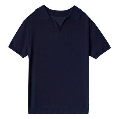 纯棉v领针织短袖T恤男