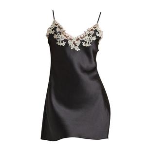 2025春夏新款刺绣性感100%桑蚕丝睡衣女短款镂空内搭吊带真丝睡裙