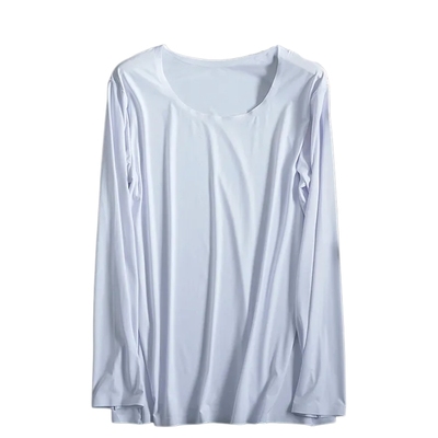 超薄款冰丝隐形青年大领口秋衣