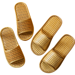 买1送1凉拖鞋男夏季家用藤草编竹子室内家居家亚麻防滑女夏天地板