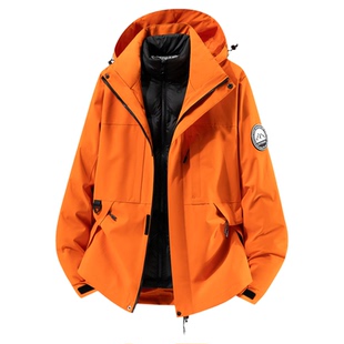 外贸尾货秋冬季情侣新国标90绒石墨烯羽绒内胆冲锋衣时尚运动