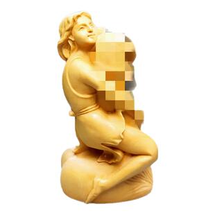 美女摆件新奇特工艺品艺术中式手工雕刻文玩男女生命之根黄杨木雕