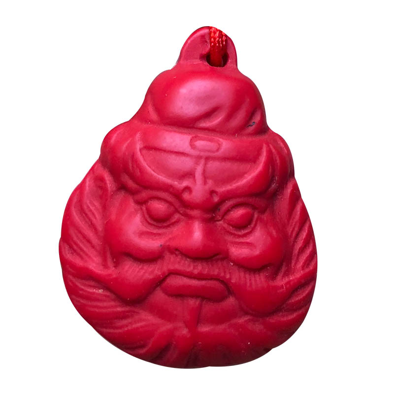 红朱砂钟馗项链儿童宝宝挂件随身玉吊坠送证书