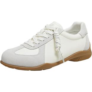 【可可小姐】百思图26春新款真皮红色厚底德训鞋女运动休闲小白鞋