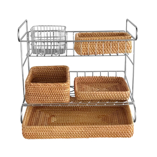 置物架不锈钢收纳架桌面多功能化妆品杂物零食整理架子厨房卫生间