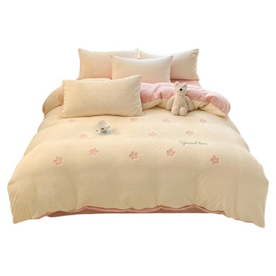 高克重双面加厚床上四件套牛奶绒