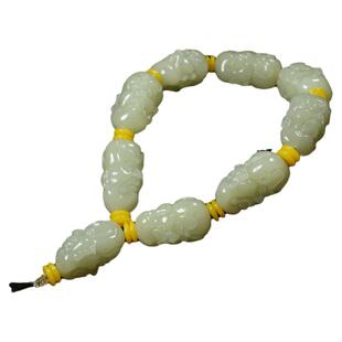 和田玉十八罗汉手链真品青白玉双面雕刻罗汉手持男士女士手串玉石