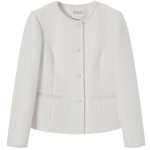 菲妮迪小香风短外套早春新款高级感气质春装名媛上衣女花呢外套女