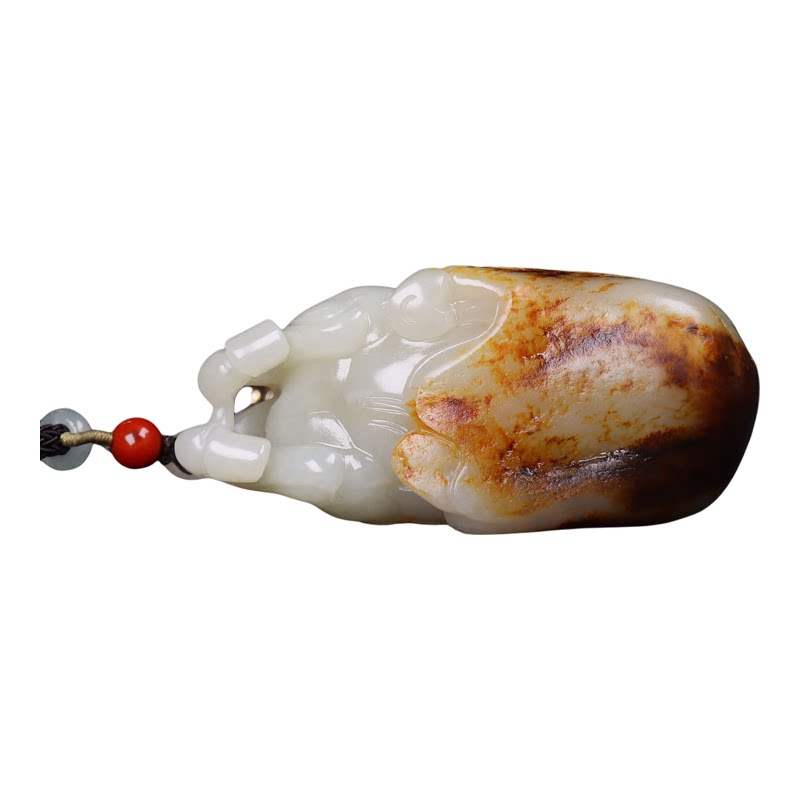 (古晨珠宝)新疆和田玉白玉籽料马把件手玩摆件马上封侯229g