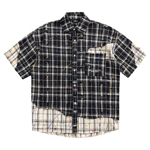 【苏醒同款】辛普森一家短袖衬衫男装夏季新款情侣复古格子衬衣女