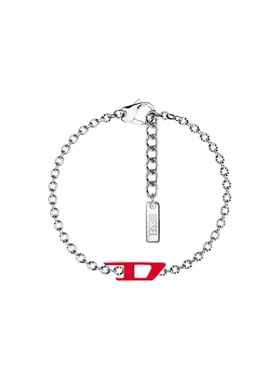 [礼物]DIESEL男女同款红色D LOGO银色手链DX169100DJW