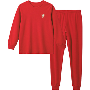 威尔贝鲁成人儿童本命年内衣套装纯棉12岁中大童衣服红秋衣秋裤