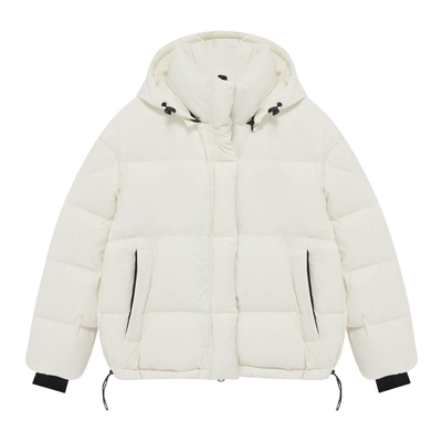 Basic House/百家好连帽羽绒服女冬季新款小个子黑色短款保暖外套