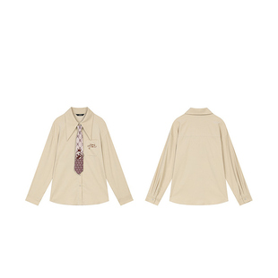 【送领带】妖精的口袋原创刺绣灯芯绒衬衫女2025冬新款学院风衬衣