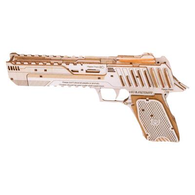 沙漠之鹰皮筋枪可连发木制拼装枪