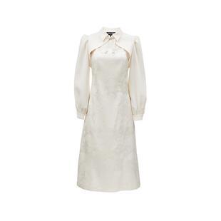 tq区绫致Vero Moda连衣裙秋冬优雅女人长袖两件套珠链中式