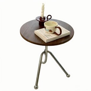 沙发边几客厅家用茶几阳台创意小圆桌中古简约边桌角几卧室床头柜