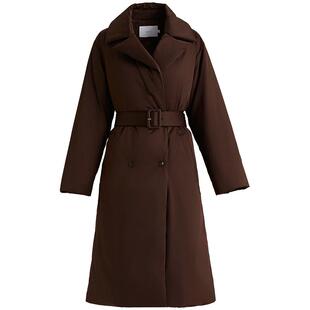 OBEG欧碧倩黑色立领鹅绒羽绒服女冬款收腰中长款10464153