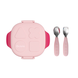 octoto宝宝不锈钢餐盒套装 儿童外出便携碗 多层分格餐盘套装