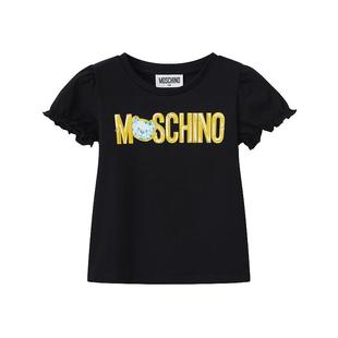 【惊喜特惠】Moschino/莫斯奇诺 儿童徽标泰迪熊印花荷叶边T恤