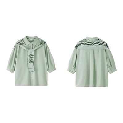 PIT纯色假两件披肩拼接翻领长袖衬衫2026春新款职场通勤衬衣上衣