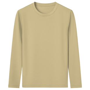 春秋季男士液氨丝光棉长袖T恤圆领百搭基础款纯色休闲打底衫体恤