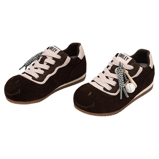 SMILEY笑脸糖果系列棕色大头鞋女厚底增高系带丑萌通勤休闲阿甘鞋