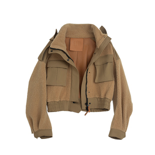 EDGII 2024AW新品皮衣皮毛一体外套巴恩风时髦绒短款夹克衫外套