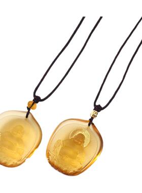 古法琉璃保平安弥勒佛吊坠