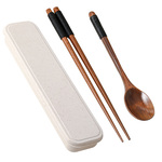 筷子勺子套装木质一人用便携式餐具三件套儿童学生专用外带收纳盒