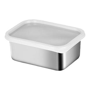 加厚不锈钢保鲜盒带盖密封冰箱食物收纳速冻盒子冷藏装菜捞水果盘