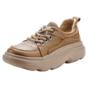 牛皮时尚新款厚底轻便运动鞋女款真皮2026春秋休闲女士休闲旅游鞋