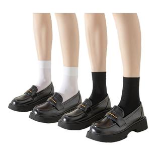 浪莎丝袜女短天鹅绒春秋加厚短袜子防勾丝肉色中筒袜黑色白色夏薄