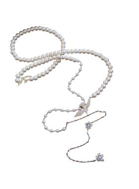 白色珍珠串珠项链简约