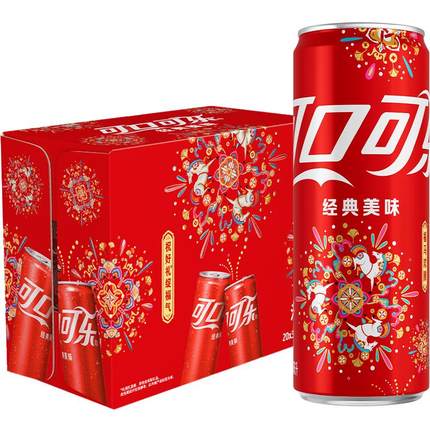 可口可乐碳酸饮料摩登罐汽水 马年定制烟花礼盒装 包装随机发货
