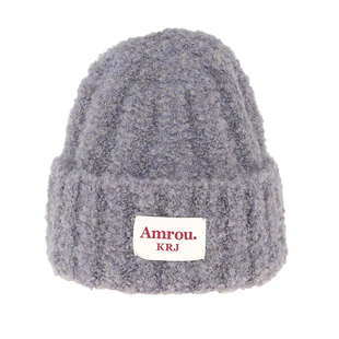 冬季保暖加厚毛绒帽女防风护耳毛线针织帽子情侣字母贴布柔软冷帽