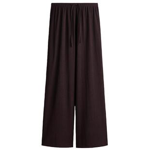 HM女装裤子2026夏季新款系带直筒裤高腰户外松紧腰阔腿裤1216645