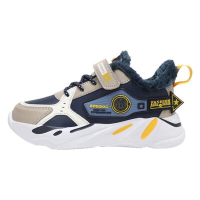 巴布豆男童运动鞋皮面防水休闲鞋