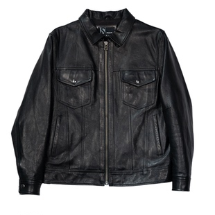 特叔经典507美式复古牛仔夹克羊皮真皮皮衣时尚百搭男士皮外套
