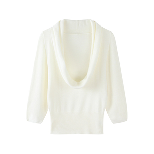 F PROJECT【昭和少女】荡领针织衫女早秋高级感修身收腰气质上衣