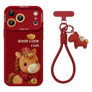 适用苹果17手机壳iphone17promax新年款女16pro秋冬皮质15plus2026马年红色14小众高级感13带挂绳12pm保护套D