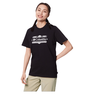 Columbia哥伦比亚户外男女同款纯棉圆领时尚印花短袖T恤AE5592