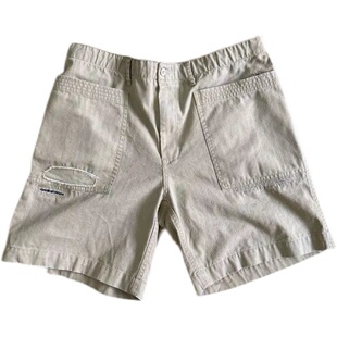 BTTJOB EDC SOCIAL SCULPTURE DAMAGED SHORTS鱼骨纹破坏短裤古布