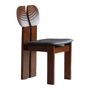 中古实木餐椅复古雕刻餐椅家用靠背椅非洲椅设计师鱼尾椅休闲椅子