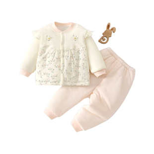 宝宝夹棉套装80克薄棉秋冬季加厚儿童分体棉服婴儿保暖棉衣居家服