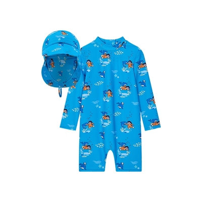 童装UPF40+防晒男宝泳衣泳帽套装