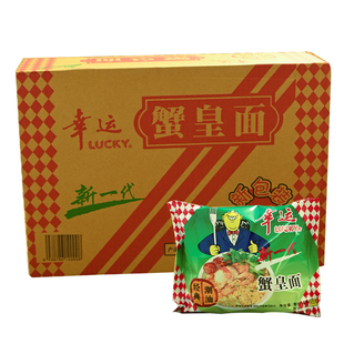 潮汕大妈幸运方便面蟹黄面干吃脆泡怀旧双料包整箱干脆即食面泡面