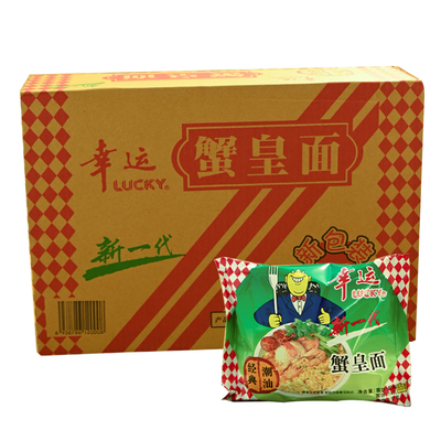潮汕大妈幸运方便面蟹黄面干吃脆泡怀旧双料包整箱干脆即食面泡面